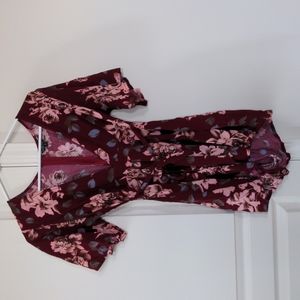 Floral tie waist romper